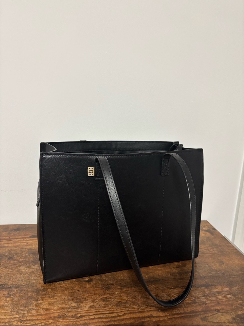BEIS Black Leather Tote